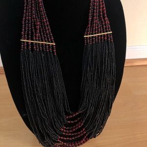 Gold — Black & Red Beaded BOLD Necklace!